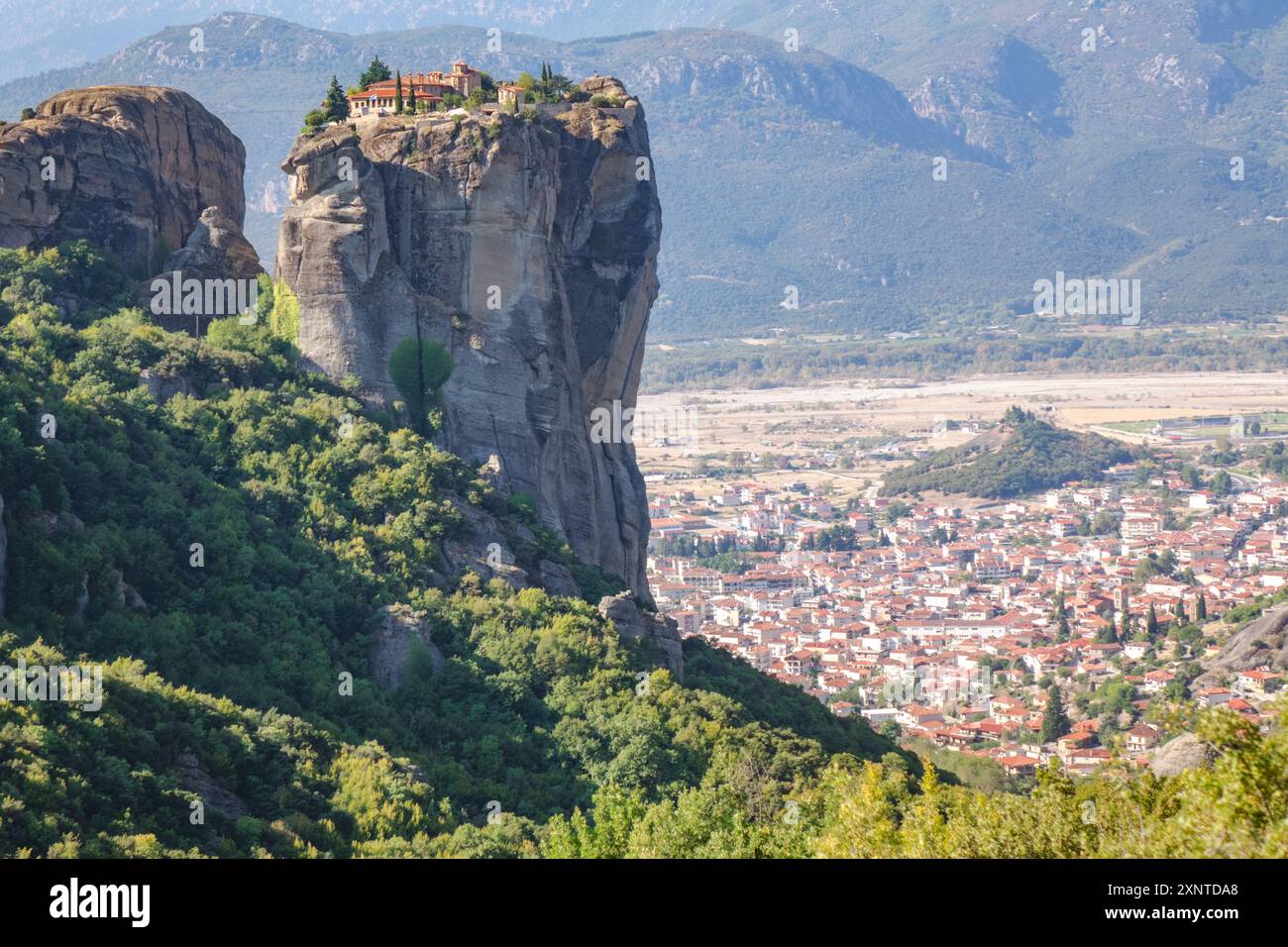 Meteora monasteries on mountain rocks, Holy Trinity Monastery, Greece ...