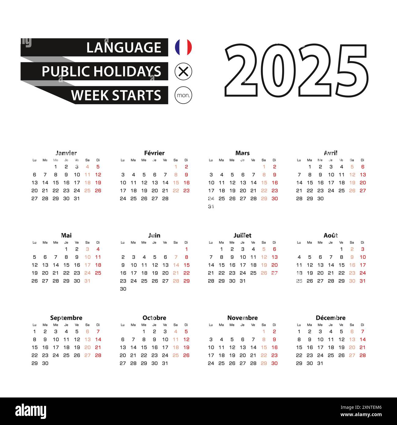 2025 french calendrier hi-res stock photography and images - Alamy