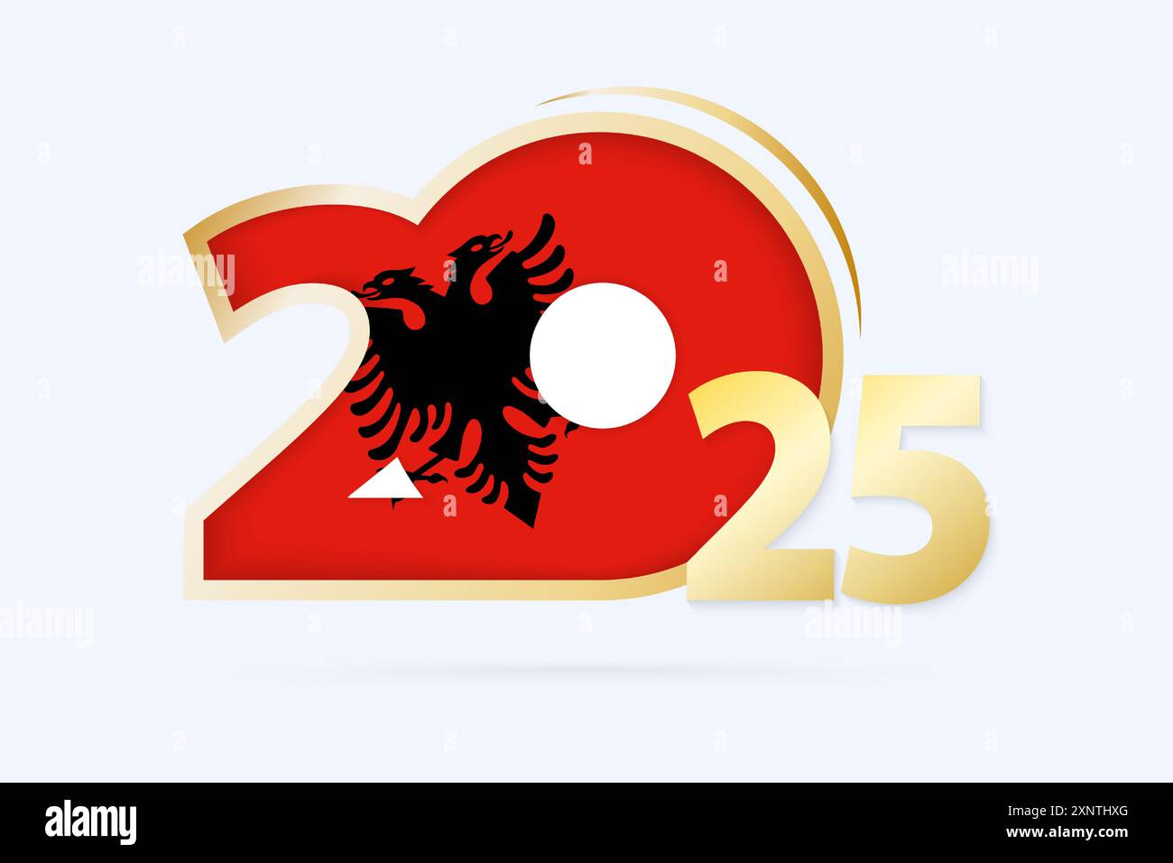 Year 2025 with Albania Flag pattern. Vector Illustration Stock Vector
