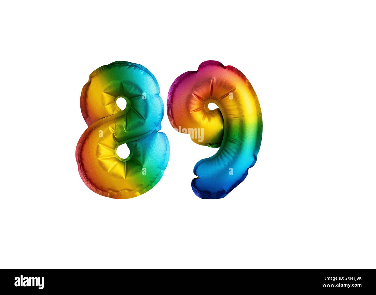 Multicolored balloon for number 89 celebration. Happy birthday on white background Stock Photo