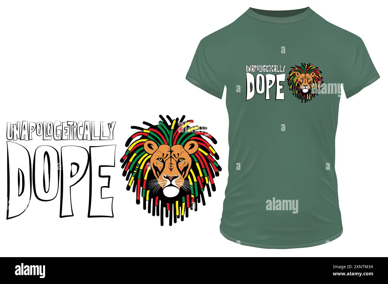 A cool Rastafarian lion with colorful dreadlocks and inspirational  motivational quote reggae one love rastafari revolution. Vector  illustration merch Stock Vector Image \u0026 Art - Alamy, image size:1300x951