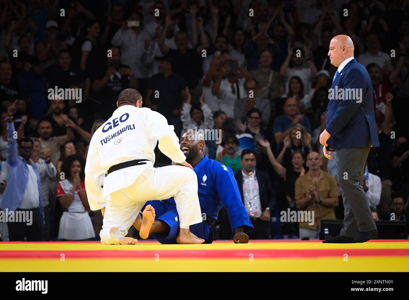 Paris, France. 02nd Aug, 2024. Teddy Riner ( FRA ) vs Guram Tushishvili ( GEO ), Judo, Men 100