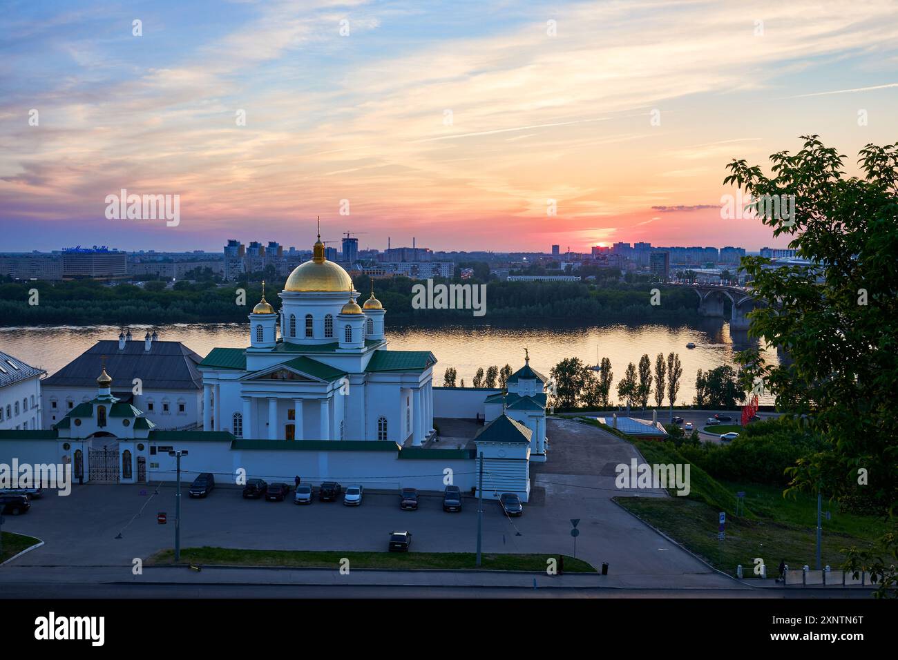 Panoramic view of Annunciation Monastery at sunset Nizhny Novgorod, Russia Stock Photo