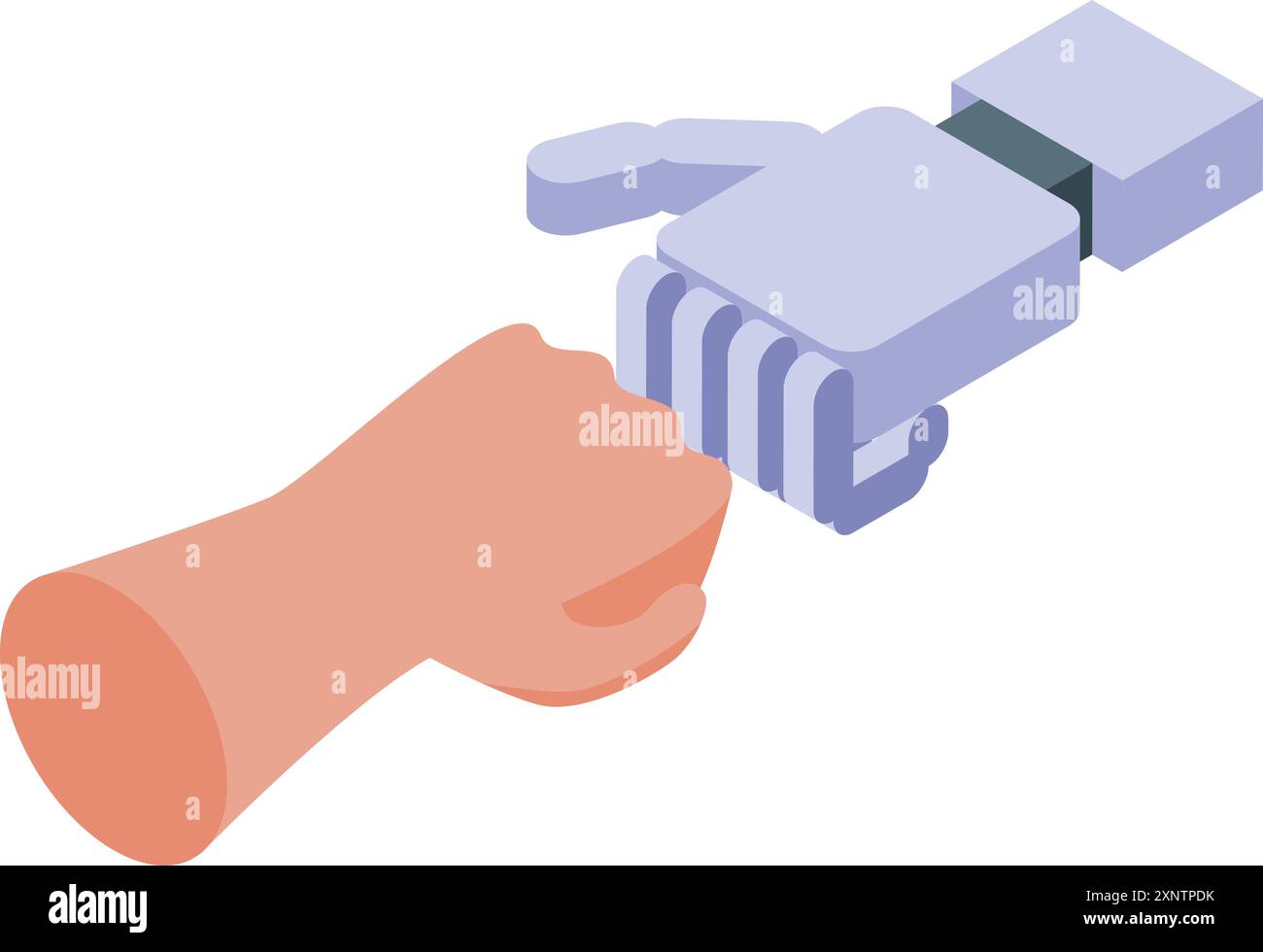 Human and robot shaking hands in a symbol of their harmonious ...