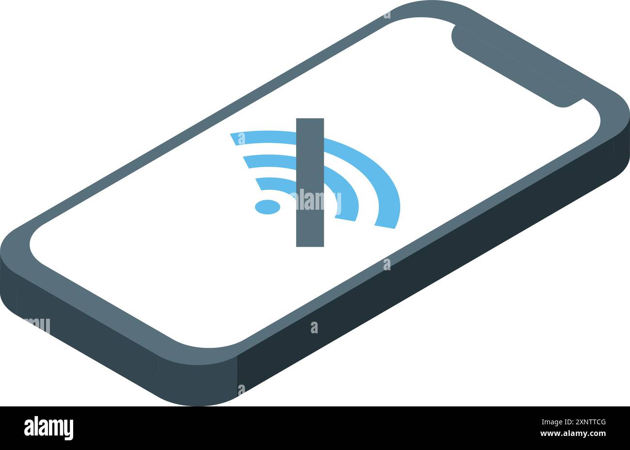 Smartphone is showing no wifi signal in this isometric view Stock Vector