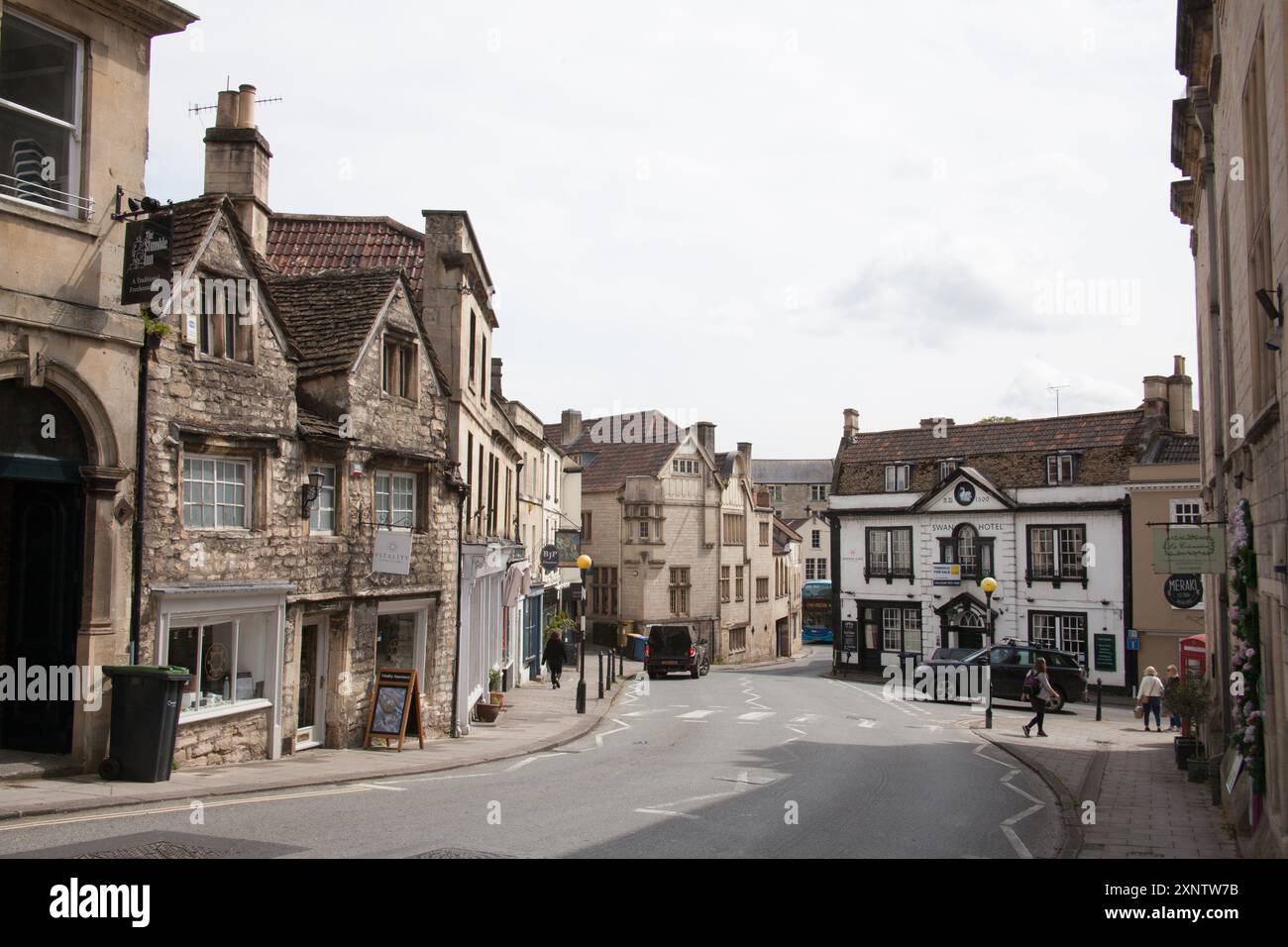 Shops on Market Street in Bradford on Avon, Wiltshire in the United Kingdom Stock Photo