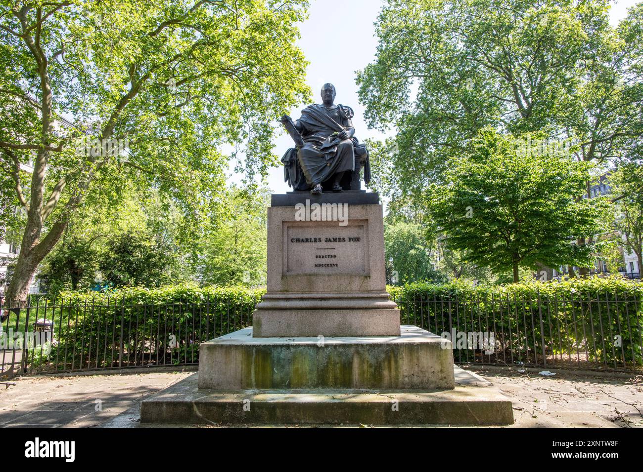 Charles James Fox Statue in Bloomsbury Square Gardens London UK Stock Photo