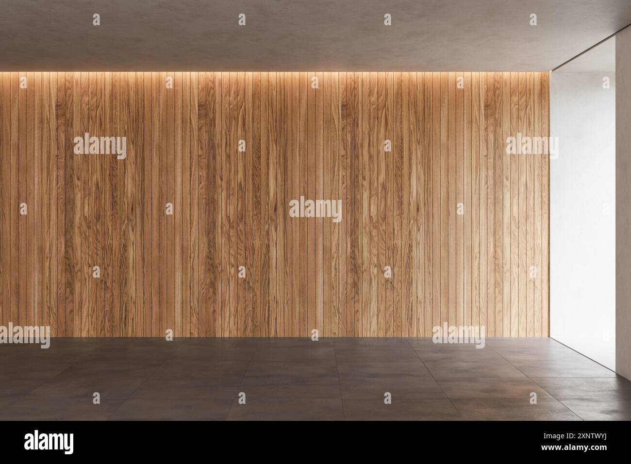 Concept Empty room and wood panels wall background 3D rendering Stock Photo