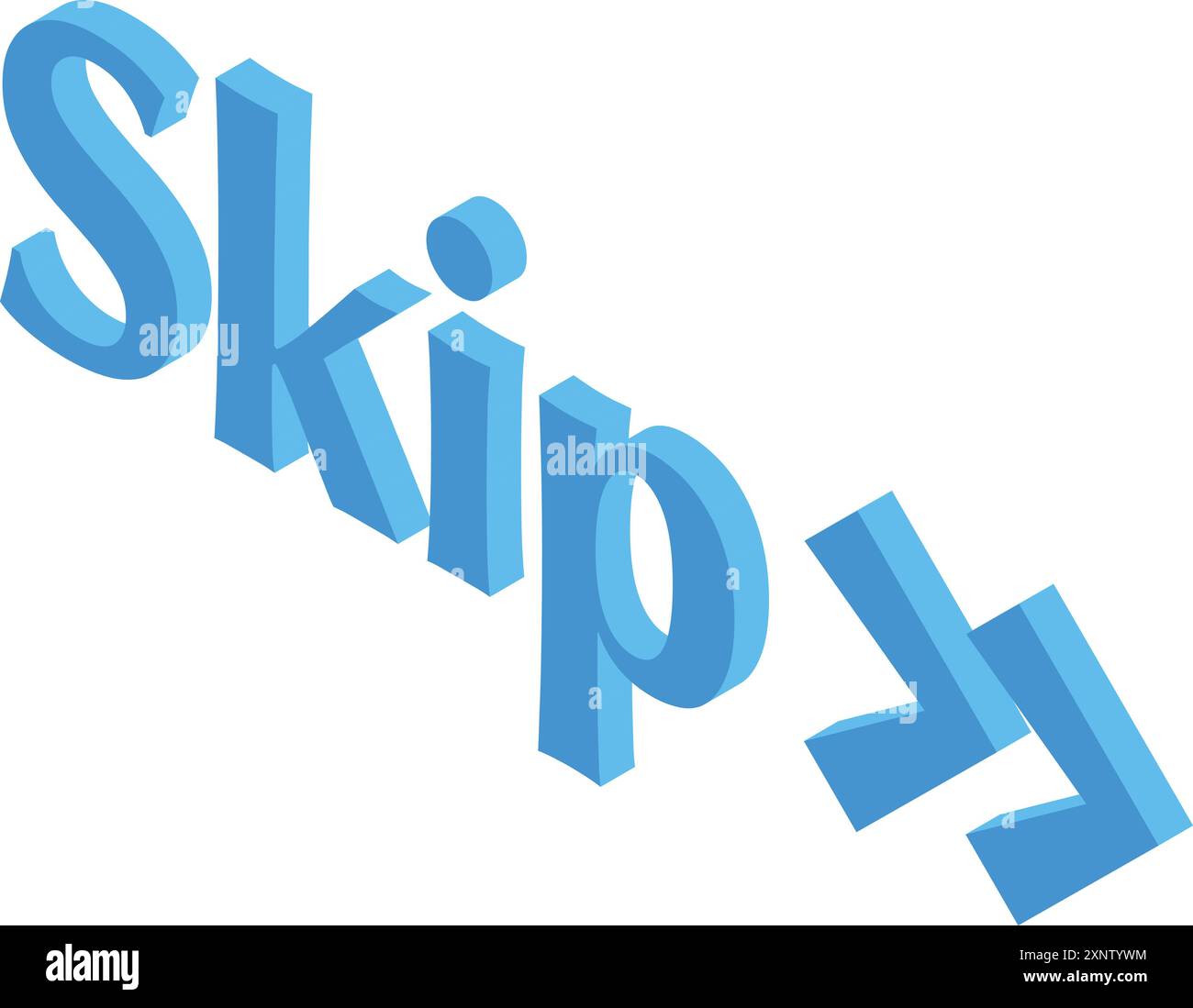 Blue skip button is urging to pass over something unnecessary Stock Vector