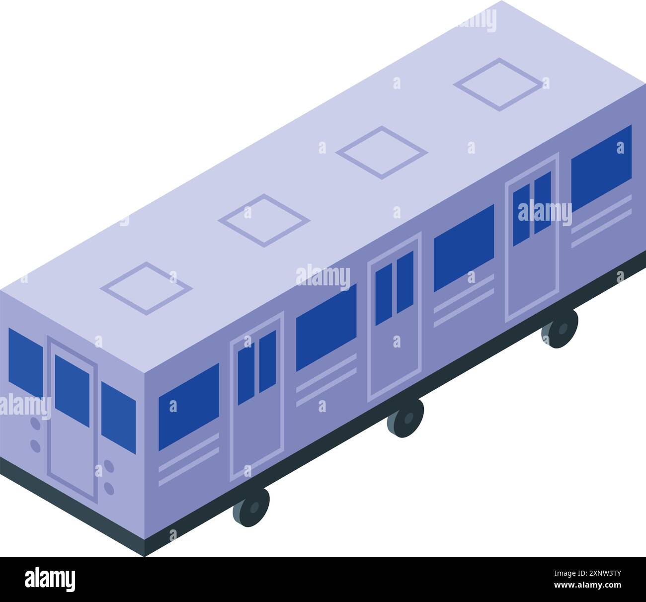 Modern subway train waggon standing on rails isometric 3d icon Stock ...