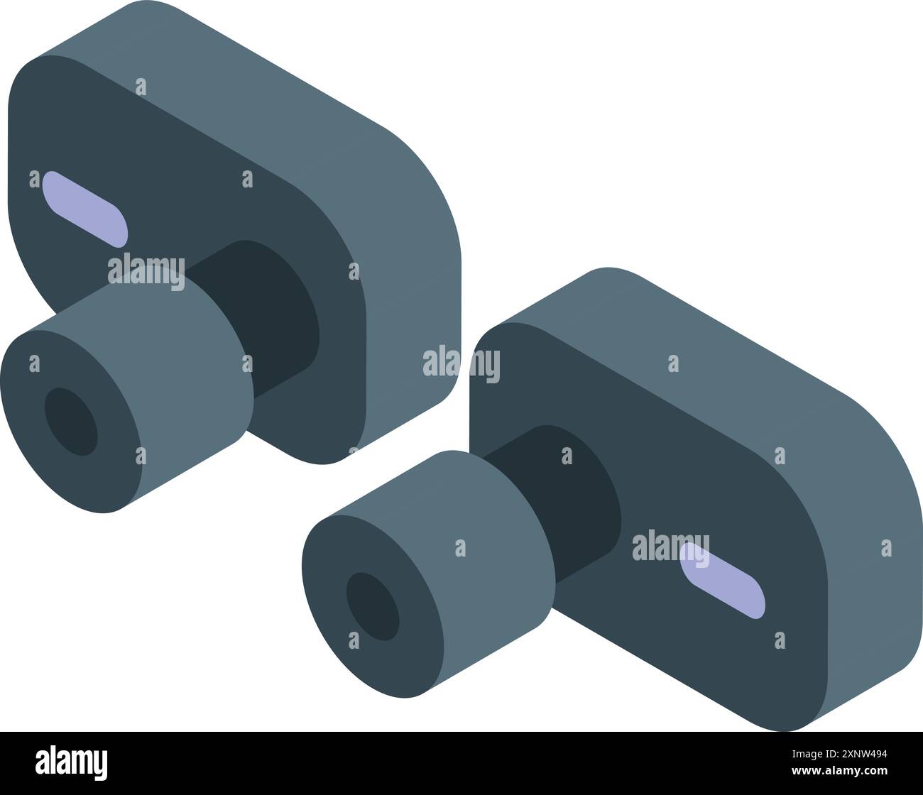 Wireless earbuds lying separately isometric view isolated on white background Stock Vector