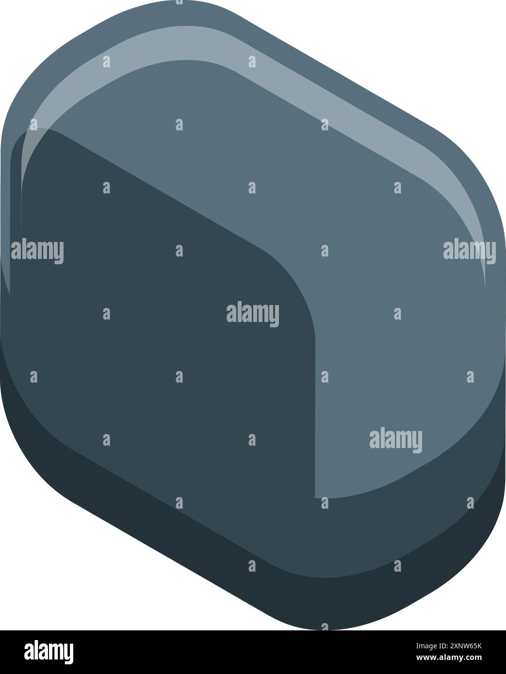 Blank rounded rectangular button icon in isometric view, perfect for designers and developers Stock Vector