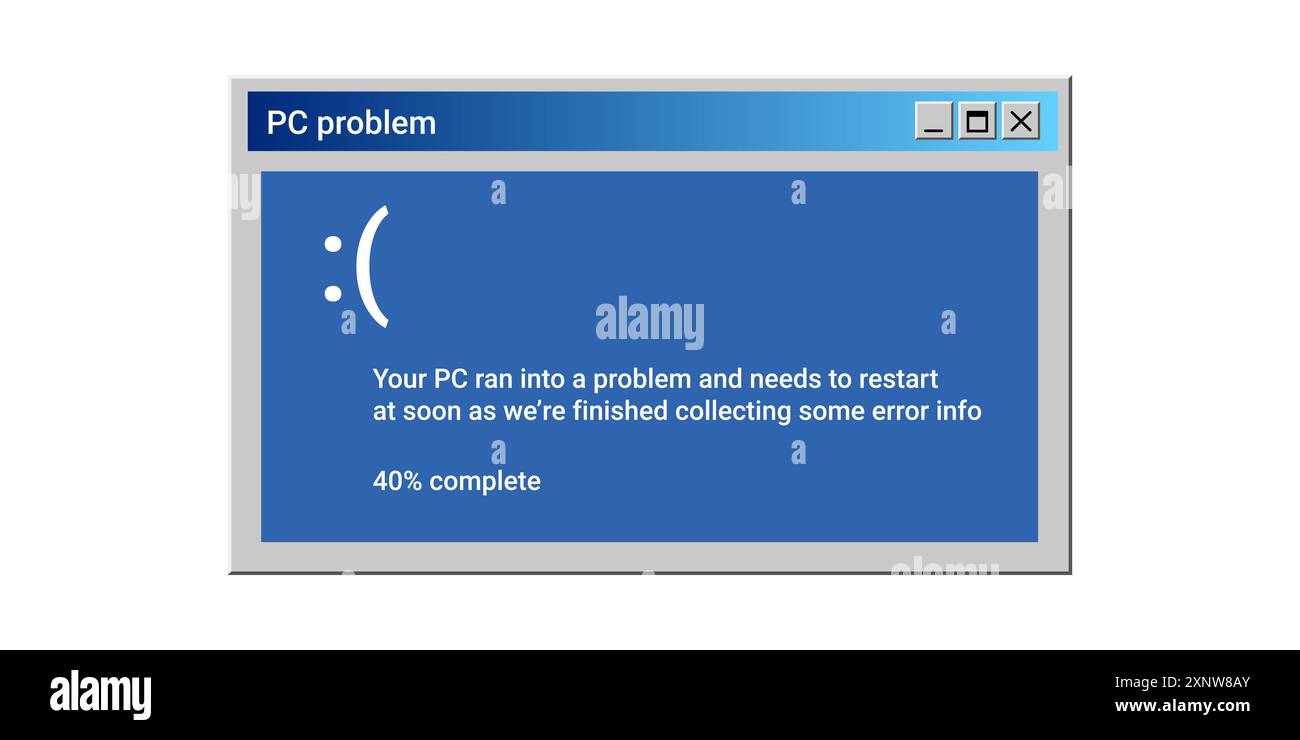 Critical error of operating system. Blue screen of death. Stock Vector