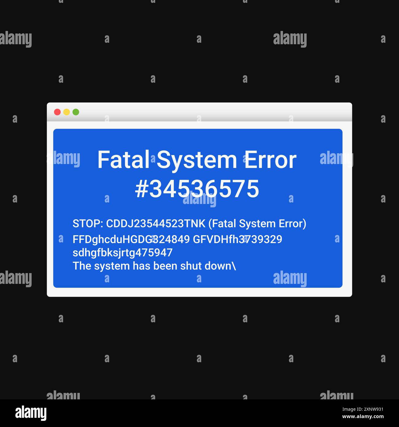 Modern blue screen of death window. Stock Vector