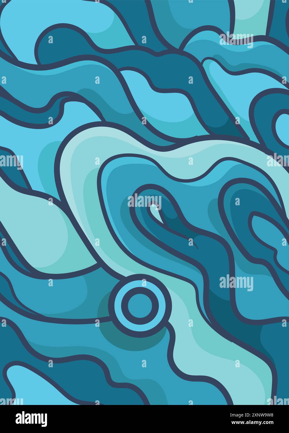 blue sea waves pattern creative abstract pattern in while out line. abstract repeatable seamless pattern vector illustration Stock Vector