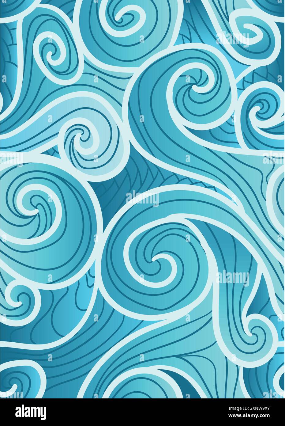 blue sea waves pattern creative abstract pattern in while out line. abstract repeatable seamless pattern vector illustration Stock Vector