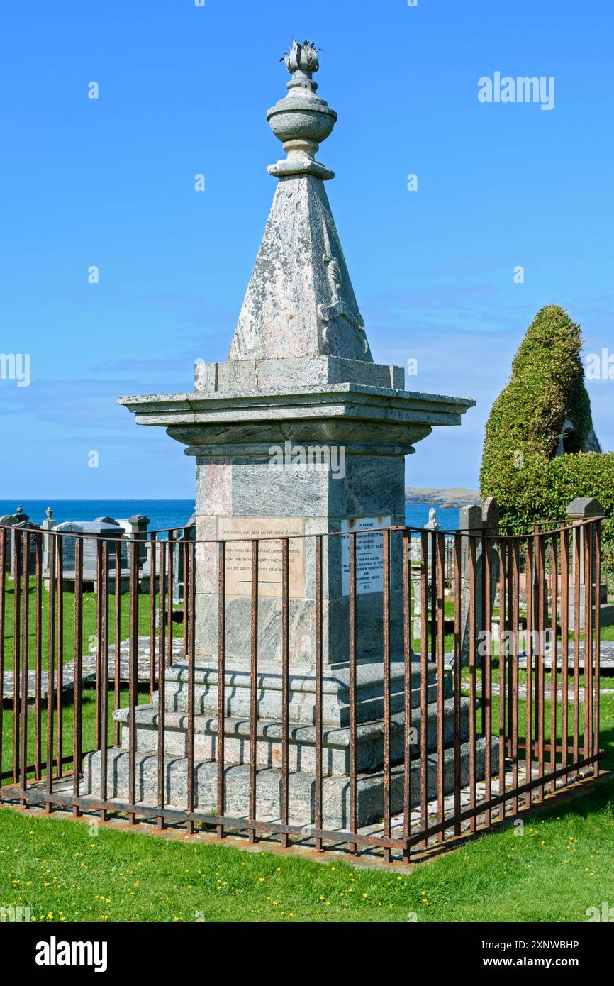 Memorial to Rob Donn (Robert Mackay of Durness), known as the 'Reay Gaelic Bard'  1714-78.  At Balnakeil Church, Durness, Sutherland, Scotland, UK. Stock Photo