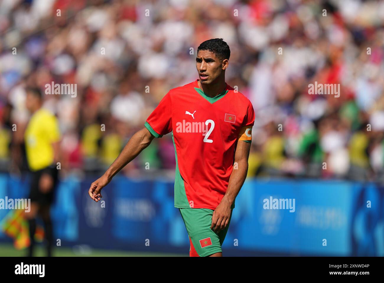 August 02 2024: Achraf Hakimi (Morocco) looks on during a Olympics
