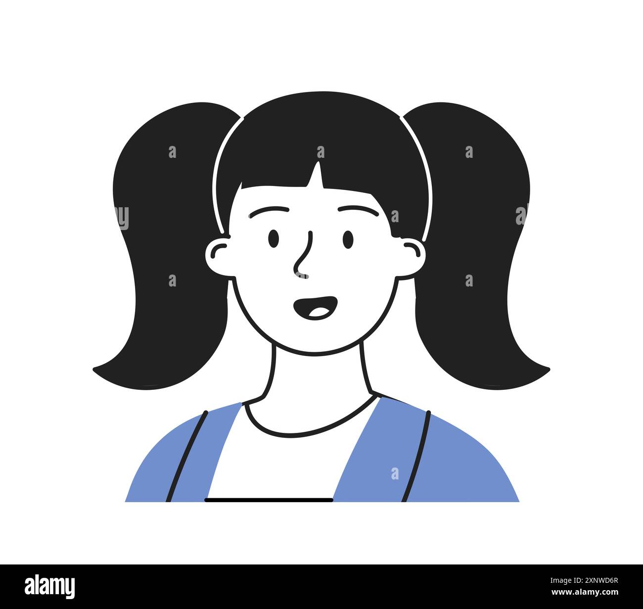 Minimalist social media avatar. Cute young girl. Picture for social ...