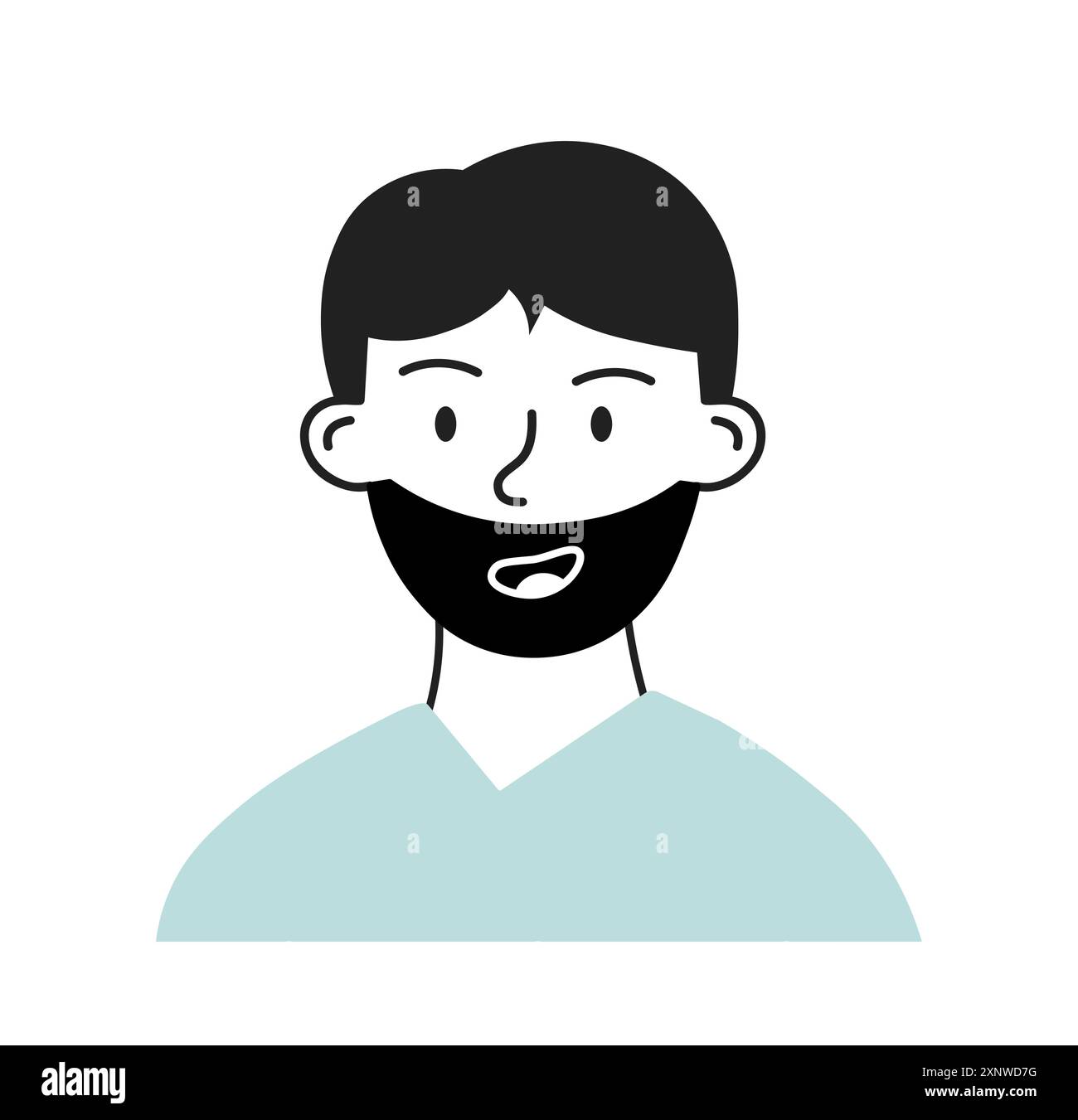 Minimalist social media avatar. Cute bearded man. Picture for social ...