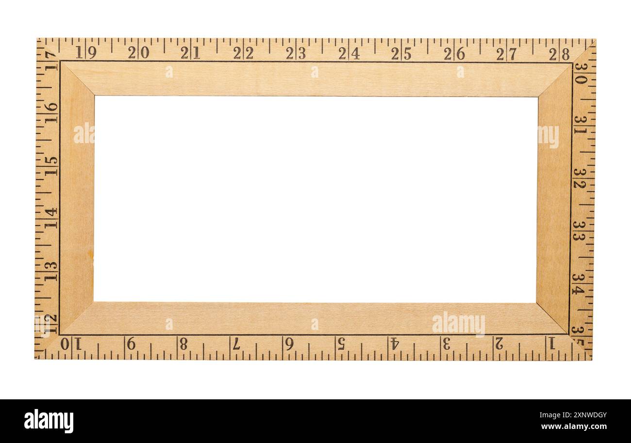 Wood Ruler Picture Frame Cut Out on White Stock Photo - Alamy