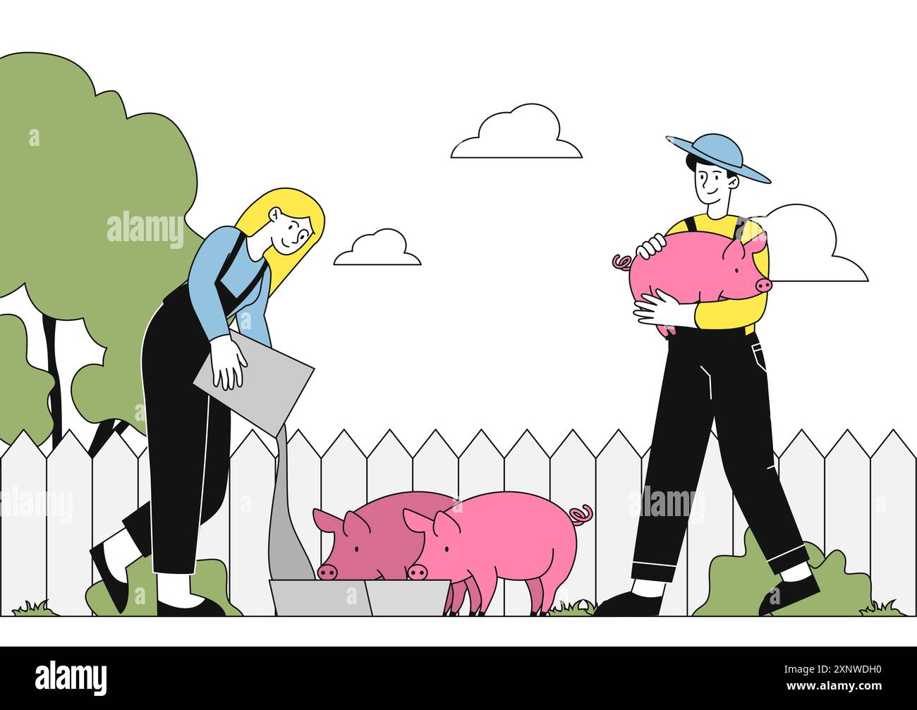 Feeding pigs Stock Vector Images - Alamy