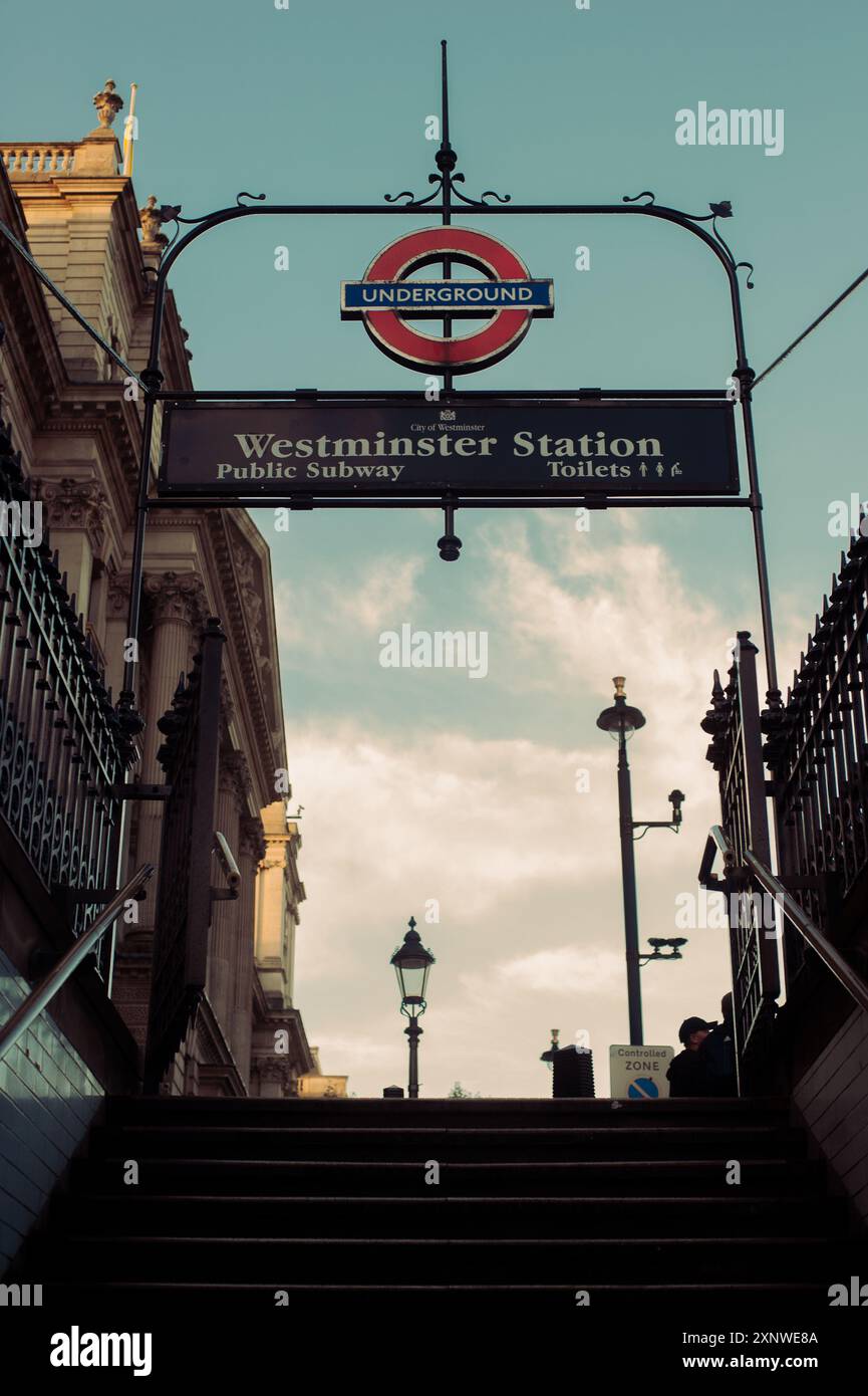 Westminster Station sign Stock Photo