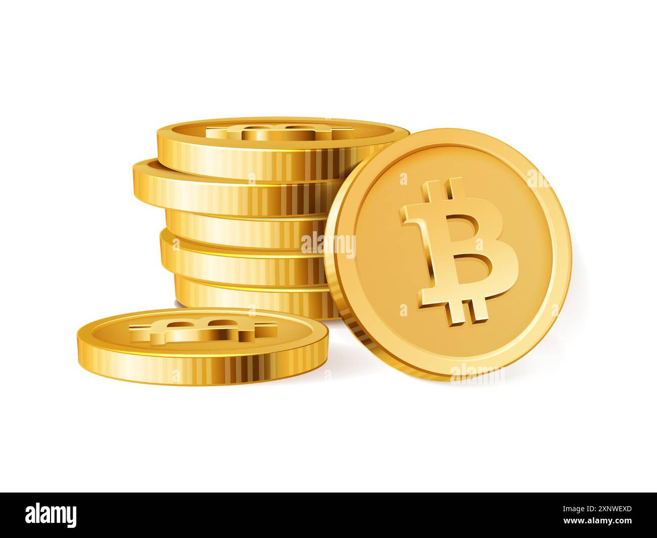 Bitcoin stack. Golden BTC cryptocurrency 3D realistic coins pile.  Blockchain, crypto business and deposit, investment and virtual payment  vector concept Stock Vector Image & Art - Alamy