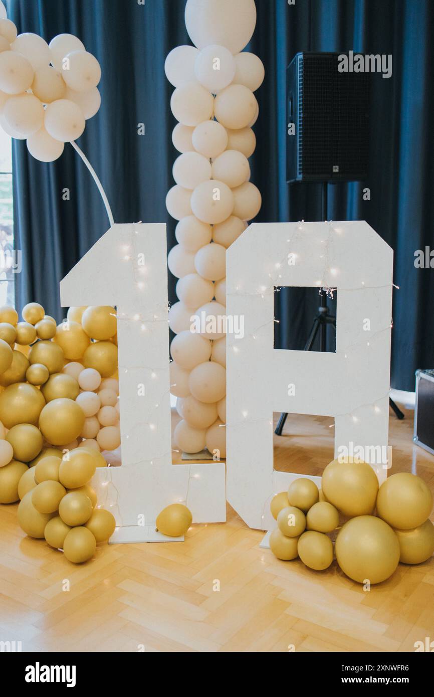 Large Numbers 18 The decorative balloons and large number 18 for a birthday celebration ...