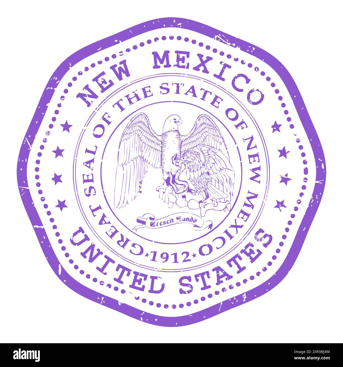 New Mexico state stamp with seal, USA travel stamp, shabby postmark of New Mexico, vector Stock Vector