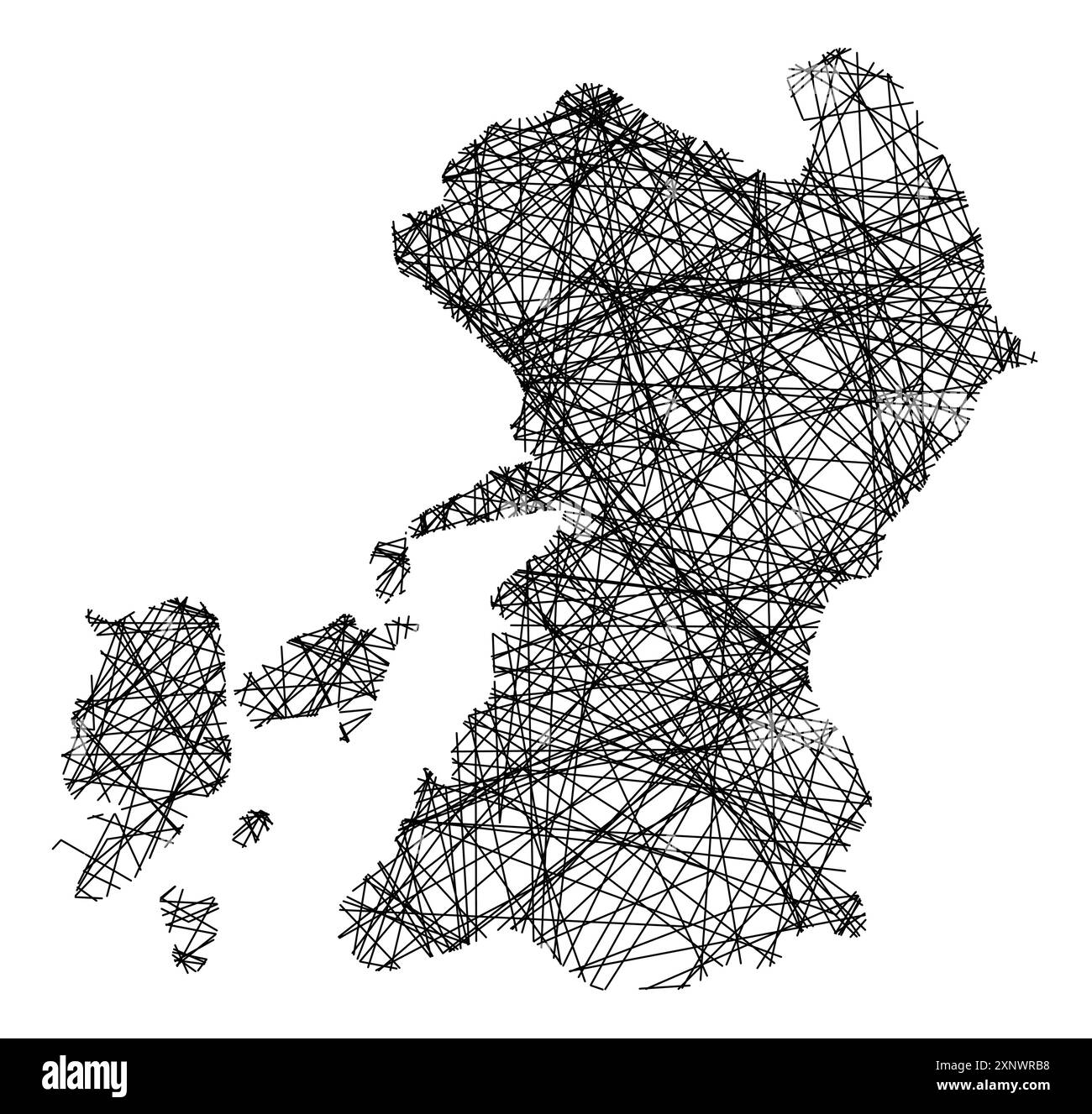 Symbol Map of the Prefecture Kumamoto (Japan) showing the state with