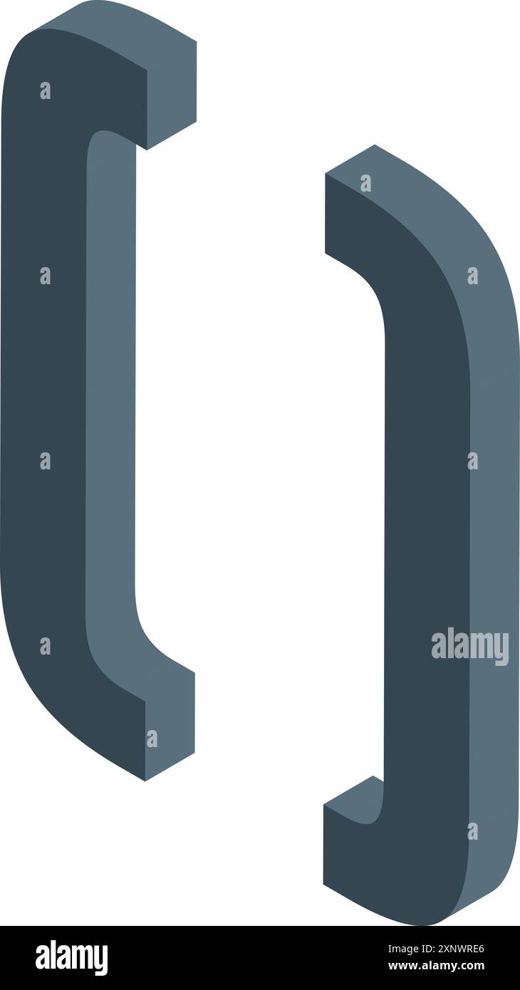 3d rendering of open square brackets isolated on a white background Stock Vector