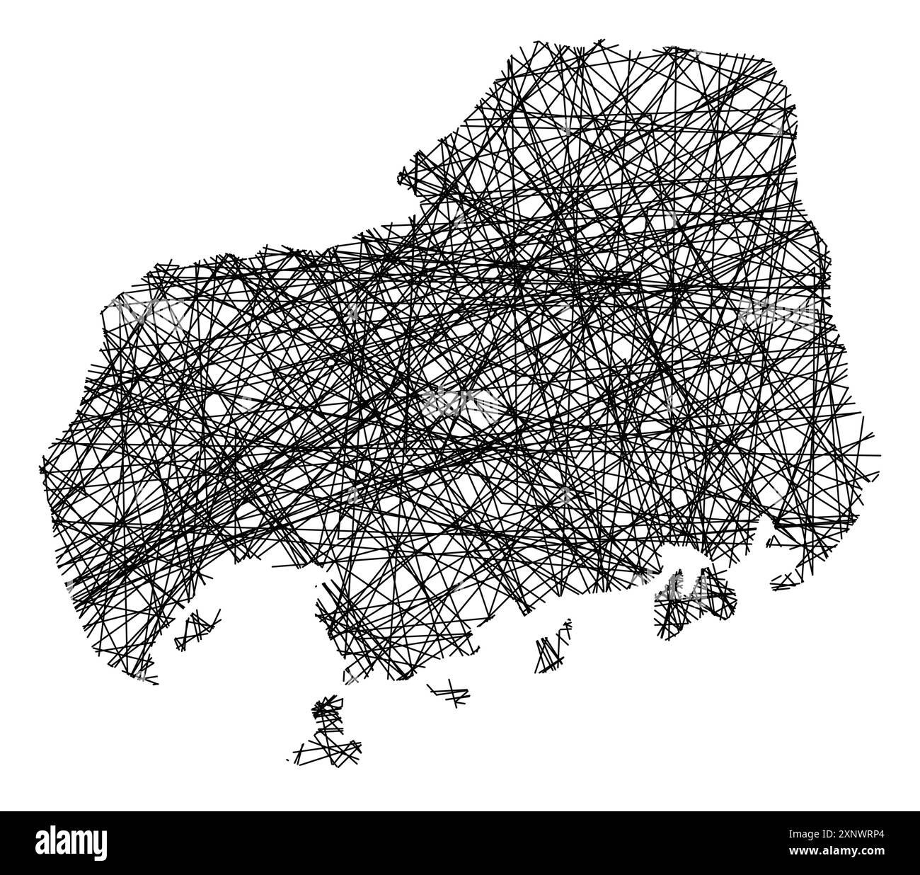 Symbol Map of the Prefecture Hiroshima (Japan) showing the state with