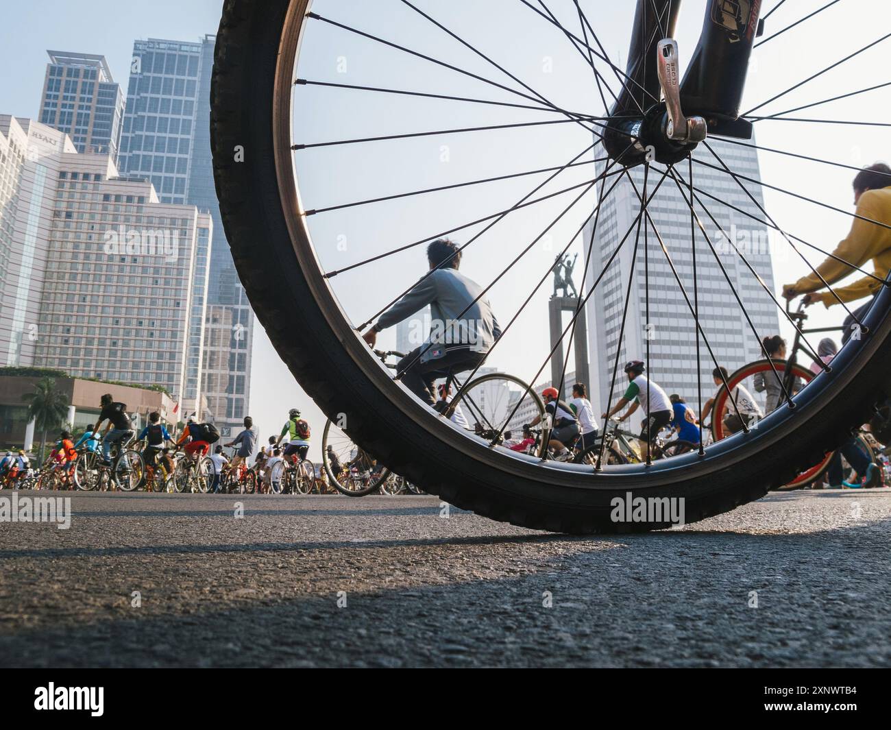 26 June 2011, Jakarta, Indonesia: Bike Wheel on Car Free Day at Street ...