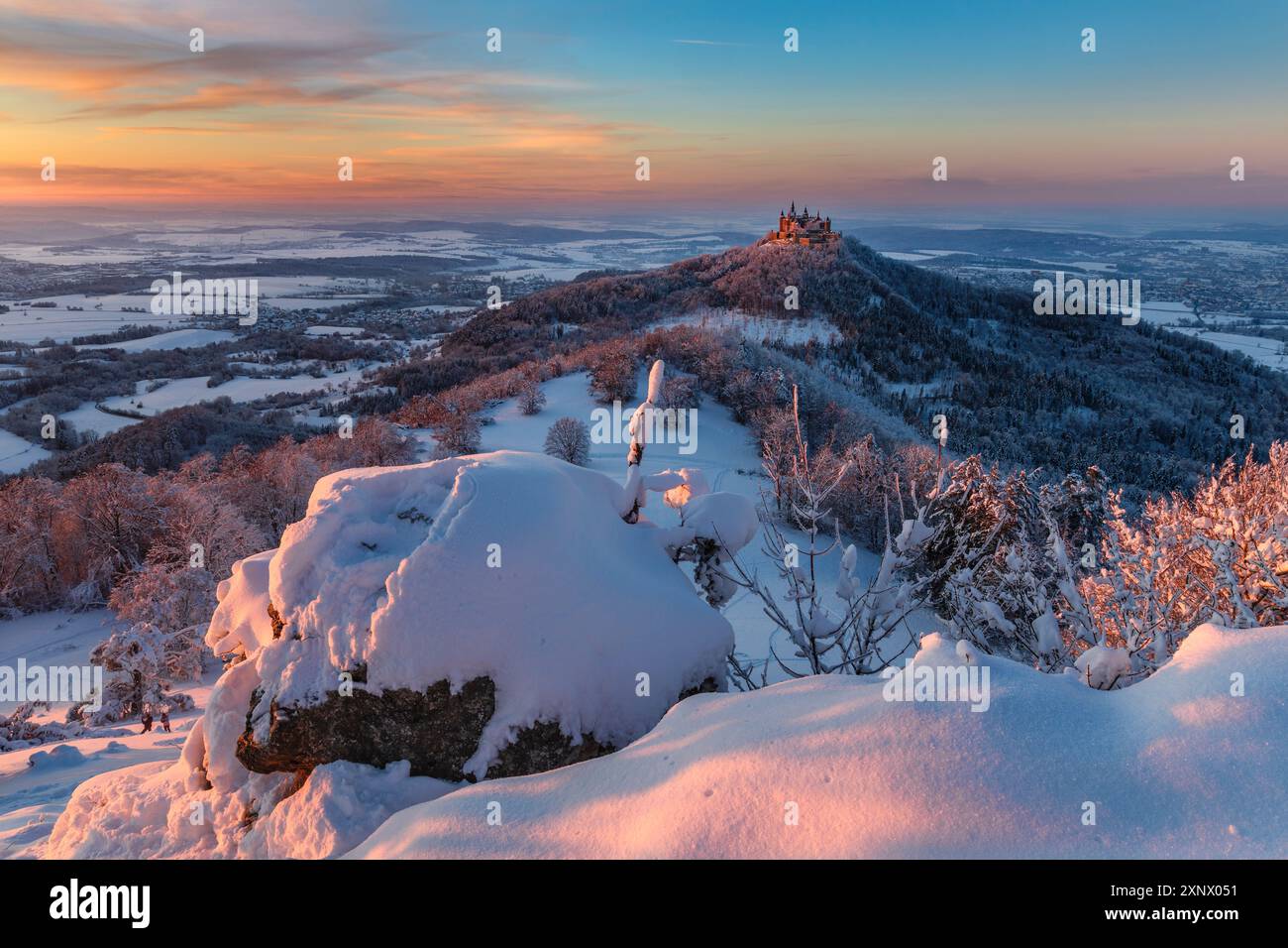 Burg Hohenzollern Castle, Swabian Jura, Baden-Wurttemberg, Germany, Europe Stock Photo