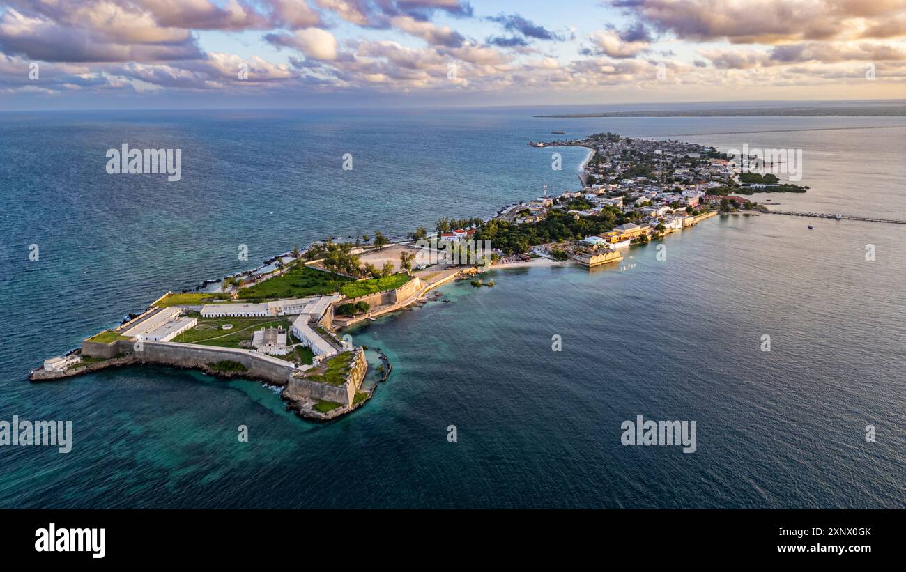 Aerial of the Island of Mozambique, UNESCO World Heritage Site, Mozambique, Africa Stock Photo