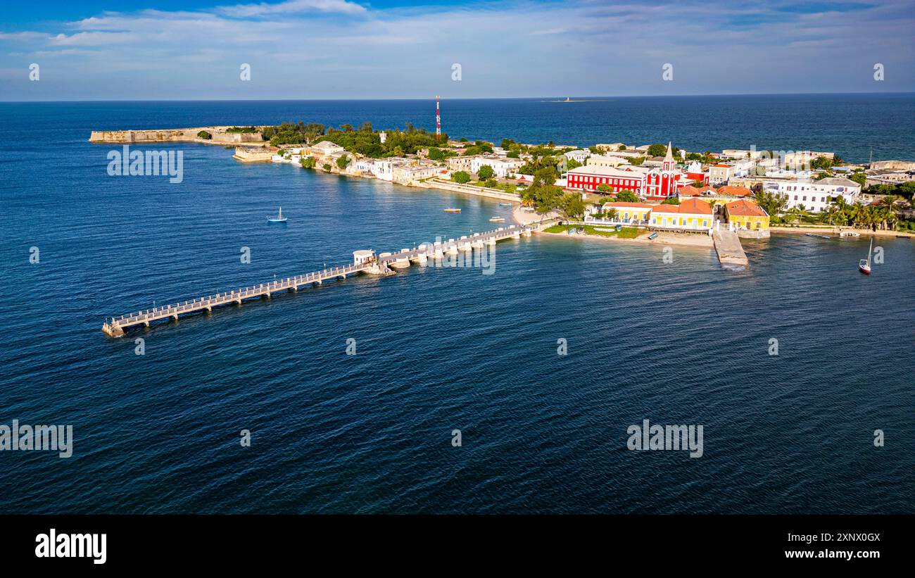 Aerial of the Island of Mozambique, UNESCO World Heritage Site, Mozambique, Africa Stock Photo