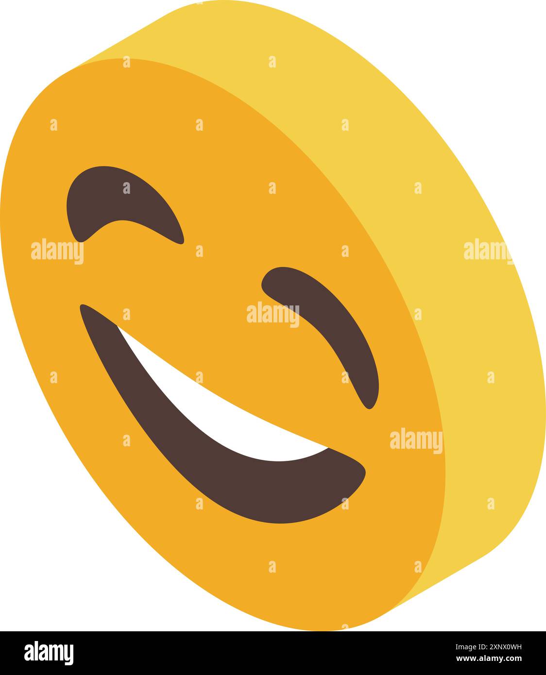 Yellow happy emoji winking and smiling isometric icon represents happiness and joy Stock Vector