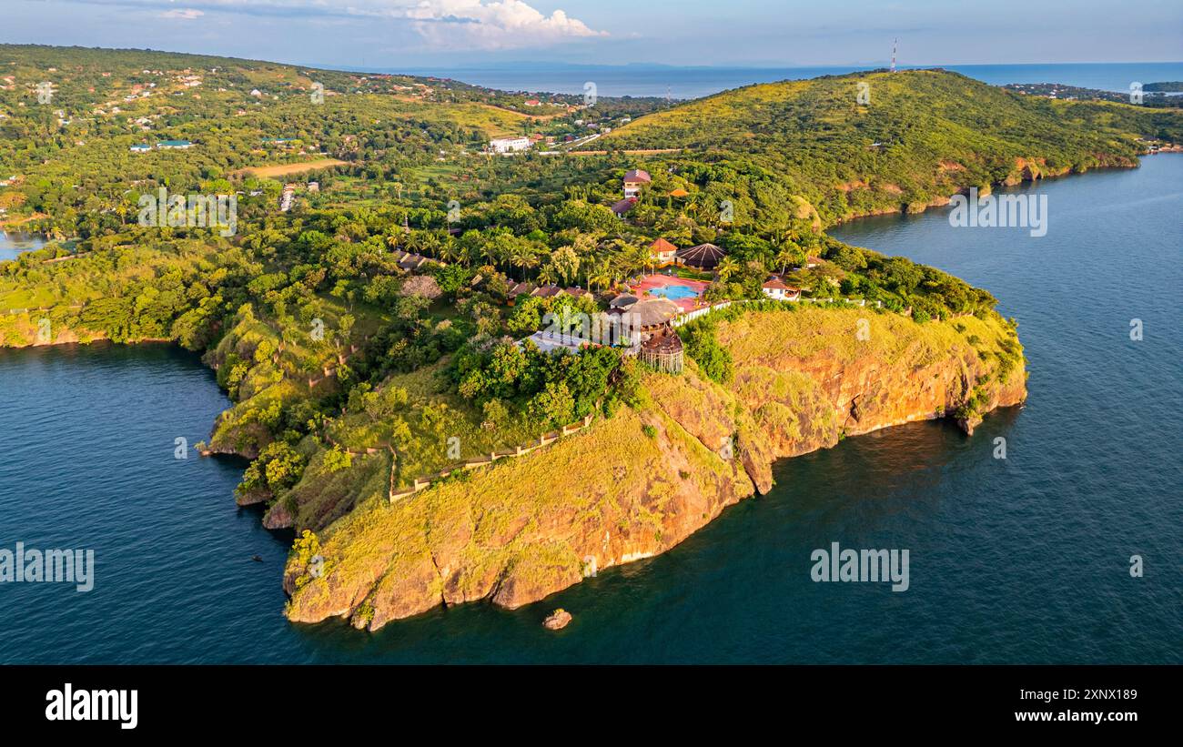 Aerial of Kigoma, on Lake Tanganyika, Tanzania, East Africa, Africa Stock Photo