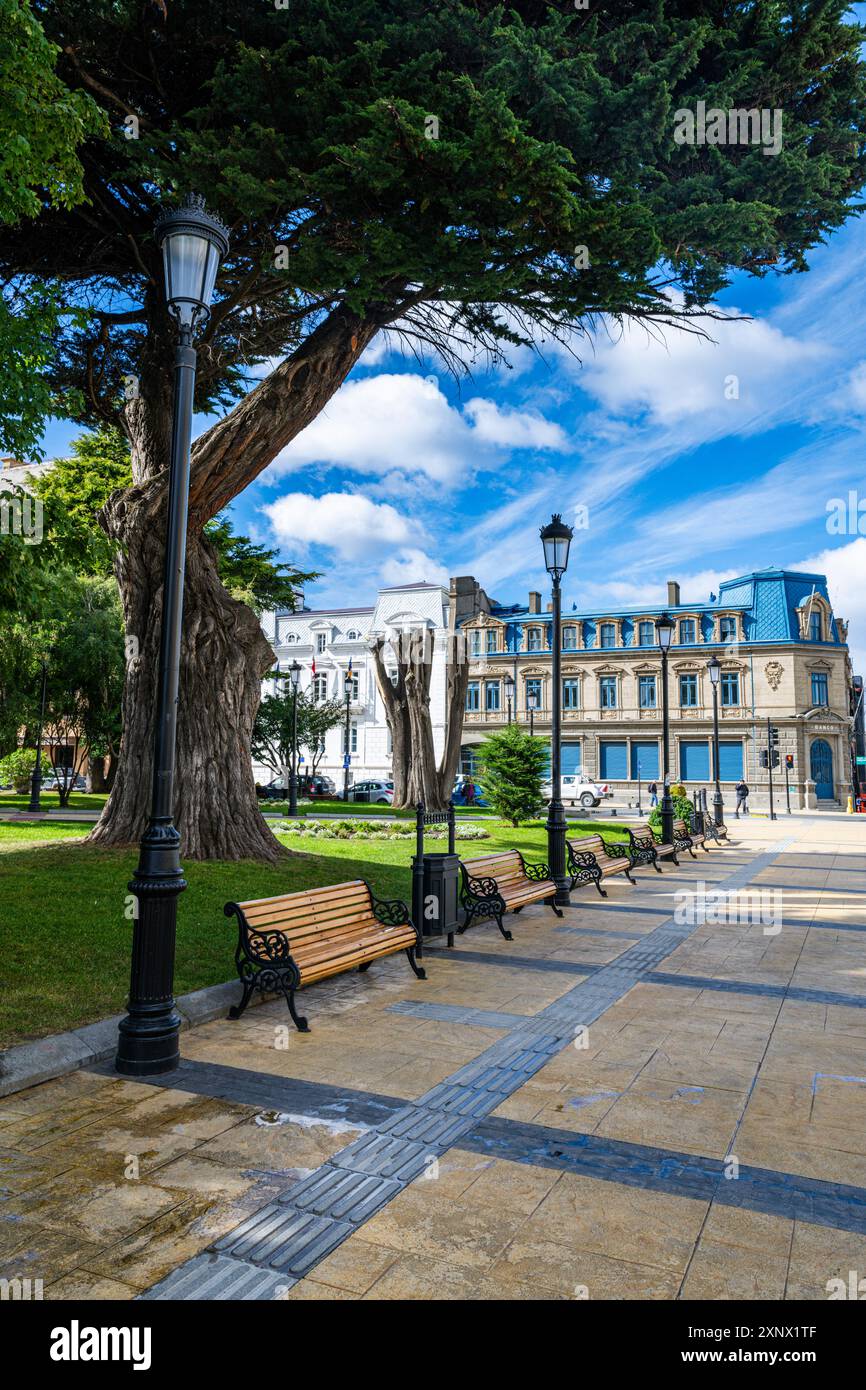 Center of Punta Arenas, Patagonia, Chile, South America Stock Photo