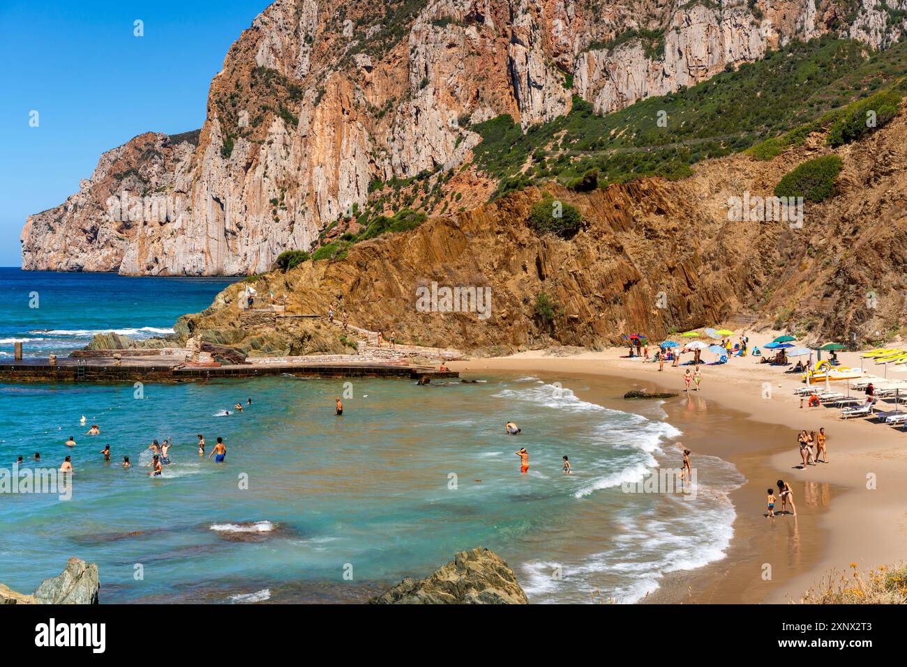 Masua beach on the coast of Sardinia, Italy, Mediterranean, Europe Stock Photo