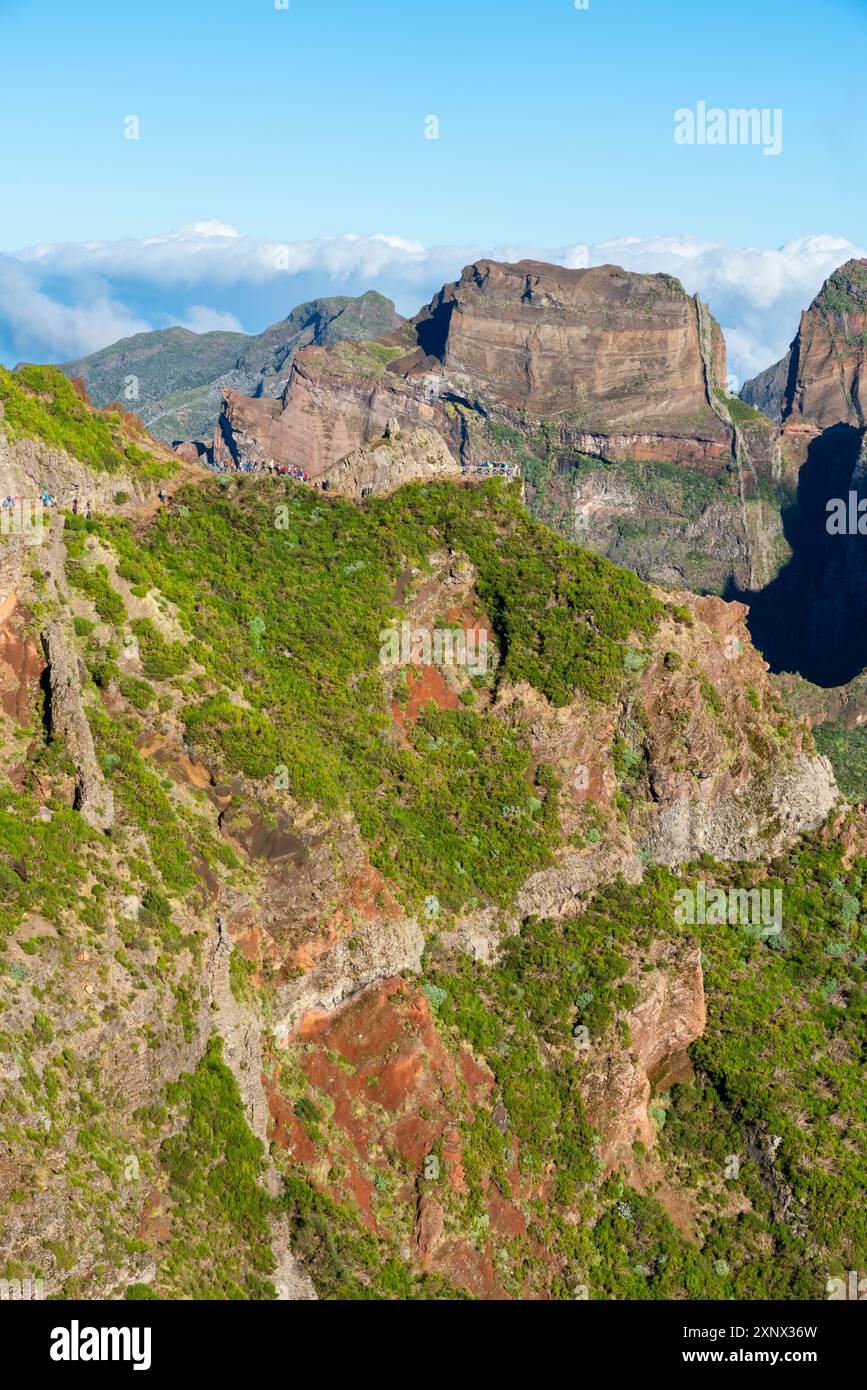 Aerial view hikers on hillside hi-res stock photography and images - Alamy
