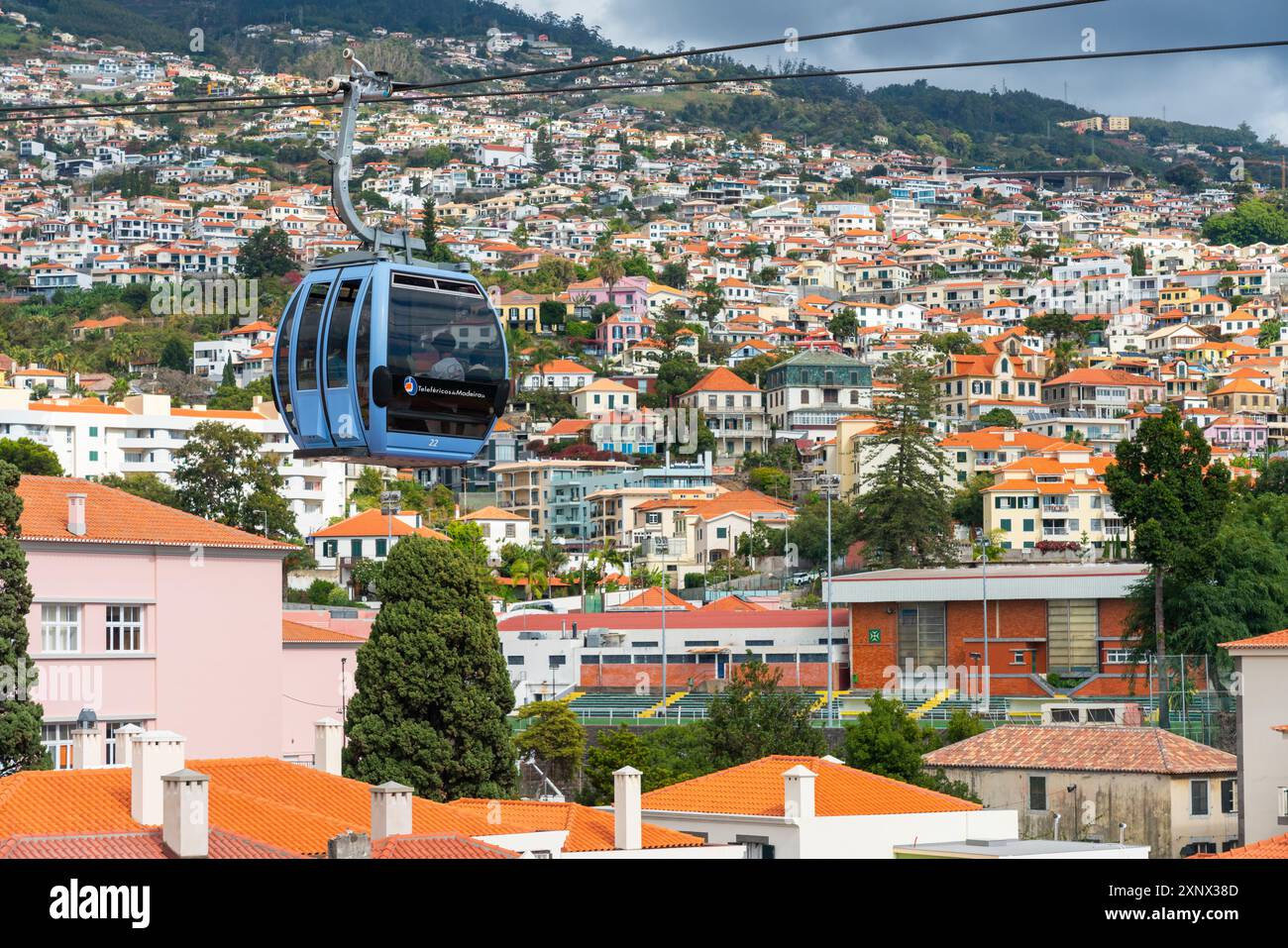 Cable car over Funchal, Teleferico do Funchal, Funchal, Madeira, Portugal, Atlantic, Europe Stock Photo