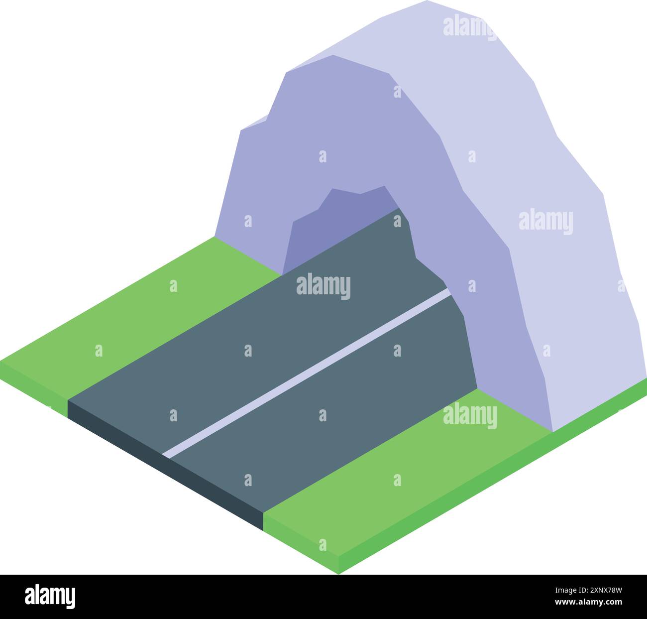 Asphalt road is passing under an arched tunnel in the mountain Stock ...
