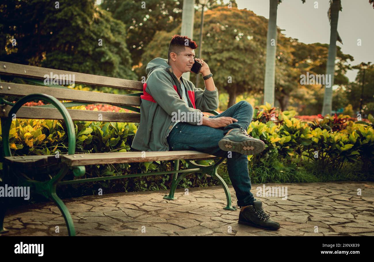Person on bench hi-res stock photography and images - Alamy