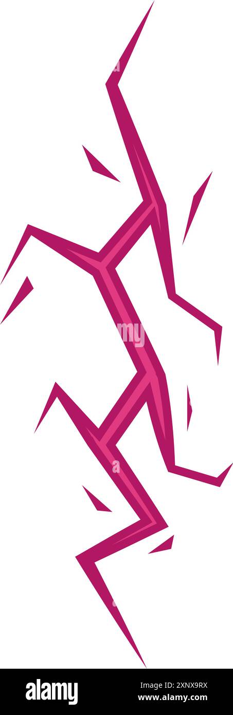 Pink crack spreading through a white surface illustration Stock Vector