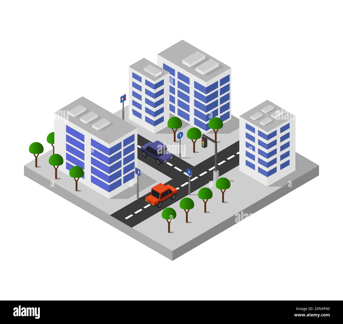 Isometric city icon illustrated in vector on white background Stock Photo