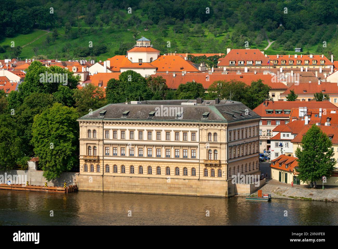 Liechtenstein Palace by Vltava River, Prague, Bohemia, Czech Republic Czechia, Europe Copyright: JanxMiracky 1359-1181 Stock Photo