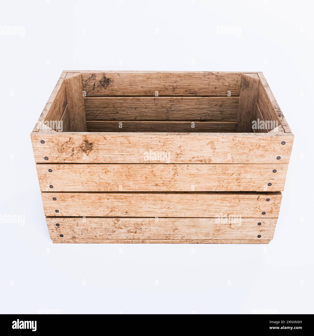 wooden box isolated on white background 3d illustration Stock Photo - Alamy