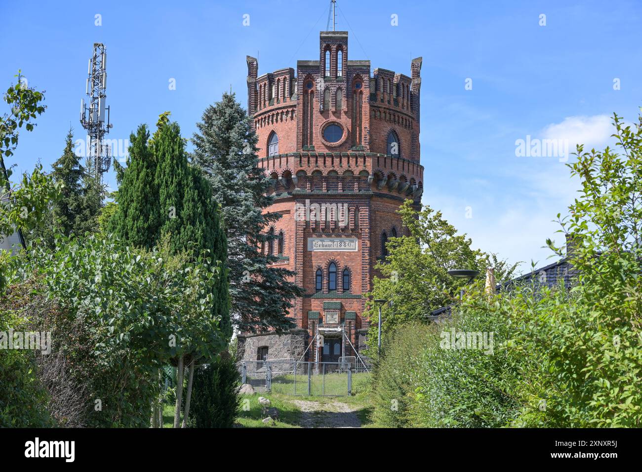 Historic water tower of Schwerin, red brick building from 1880 and the oldest technical structure in the public water supply system, still in use toda Stock Photo